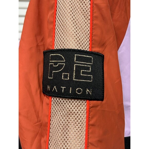 P.E. Nation Women's Colorblock Man Down Windbreaker Jacket Hood Size 2XS 3224 - Picture 15 of 16